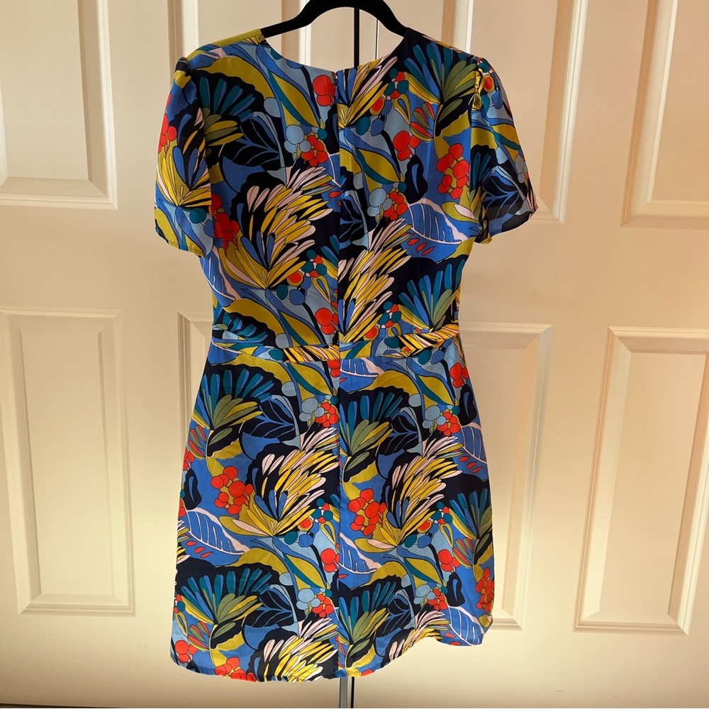 NWT J. Crew Blue Floral V-Neck faux wrap dress - Picture 2 of 6
